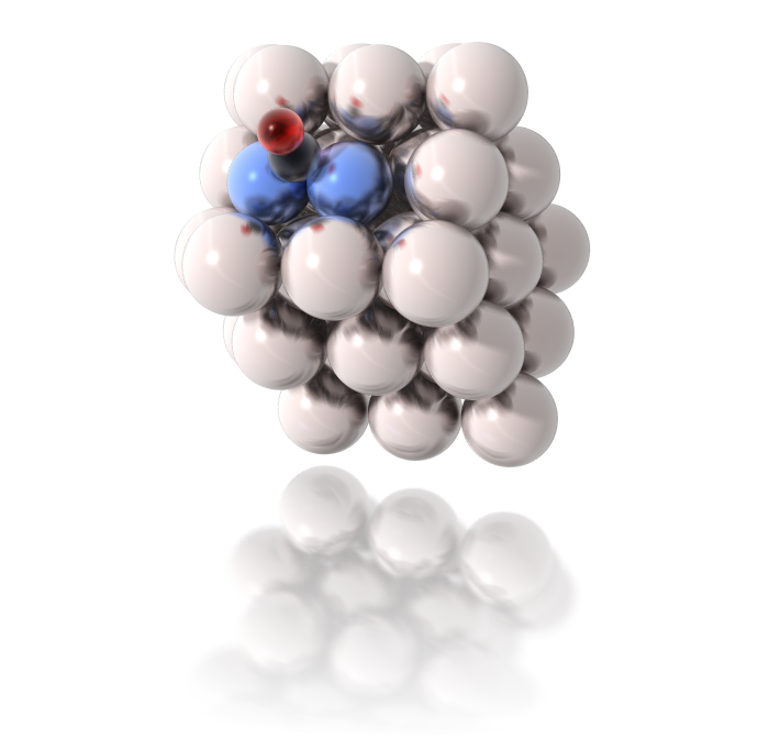 Nickel dimer on silver stabilised by carbon monoxide.