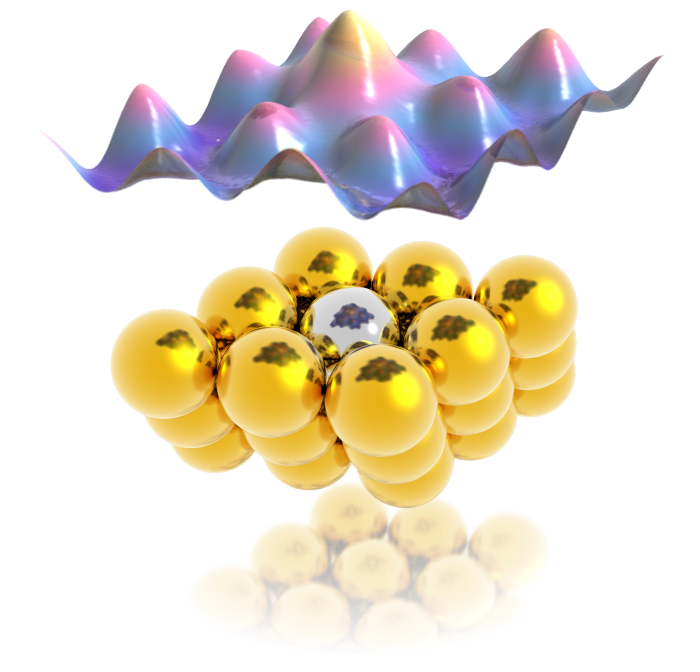 Computed scanning tunnelling microscopy iso-surface for NiAu single atom alloy.