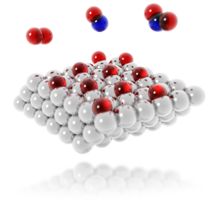 Nitric oxide oxidation on a Pt surface.